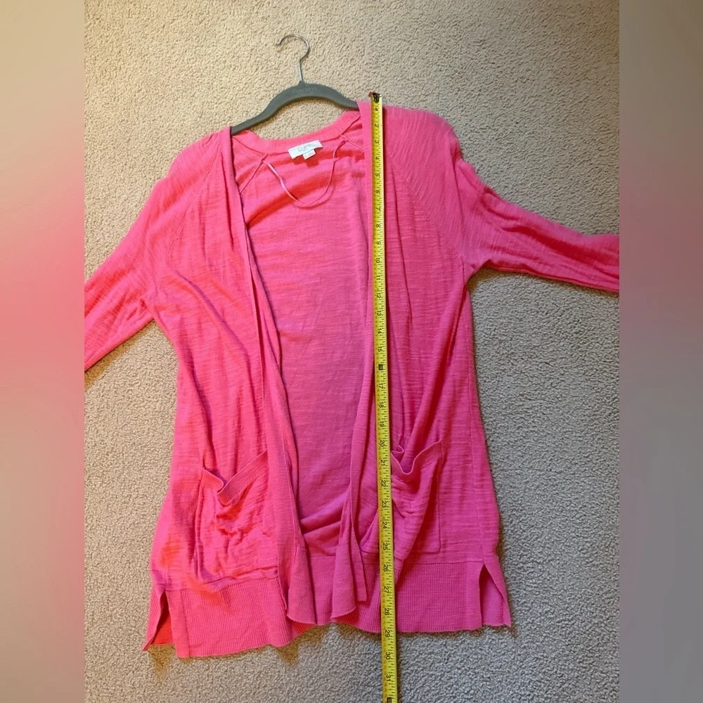 Loft Outlet | Coral Pink Open Cardigan | 100% Cotton | Size M - Picture 6 of 7